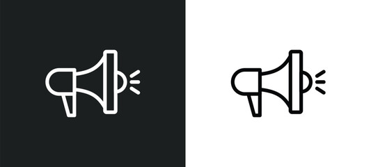bullhorn icon isolated in white and black colors. bullhorn outline vector icon from communication collection for web, mobile apps and ui.