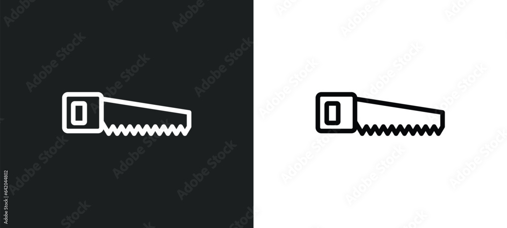 Poster handsaw icon isolated in white and black colors. handsaw outline vector icon from construction and t