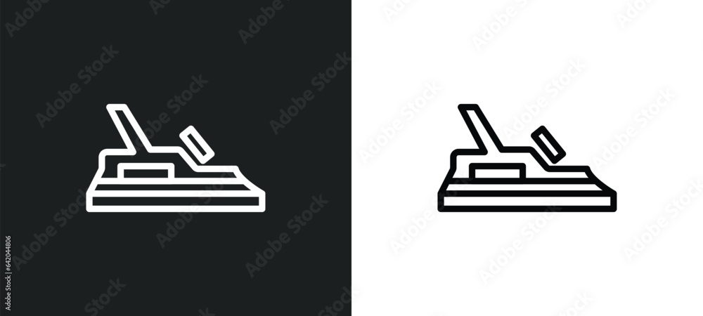 Poster planer icon isolated in white and black colors. planer outline vector icon from construction and too