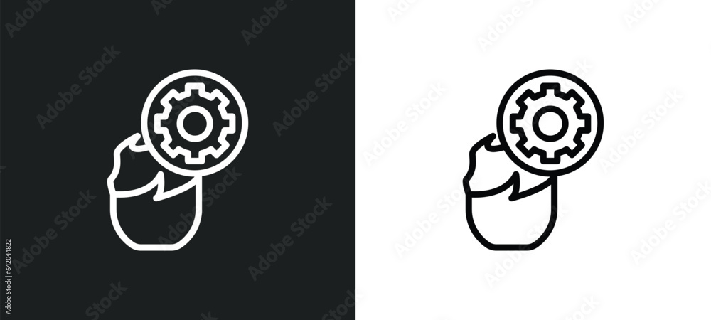 Poster brainstorming icon isolated in white and black colors. brainstorming outline vector icon from creati