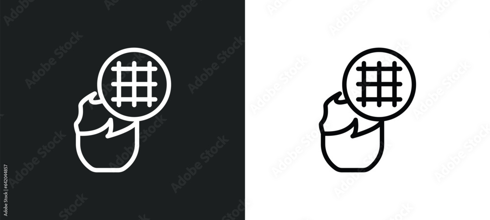 Aufkleber grid icon isolated in white and black colors. grid outline vector icon from creative pocess collecti
