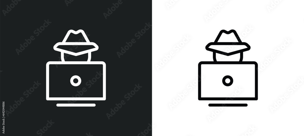 Aufkleber hack icon isolated in white and black colors. hack outline vector icon from cyber collection for web