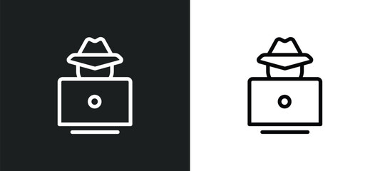 hack icon isolated in white and black colors. hack outline vector icon from cyber collection for web, mobile apps and ui.