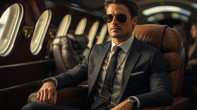 Business Man and His Private Airplane