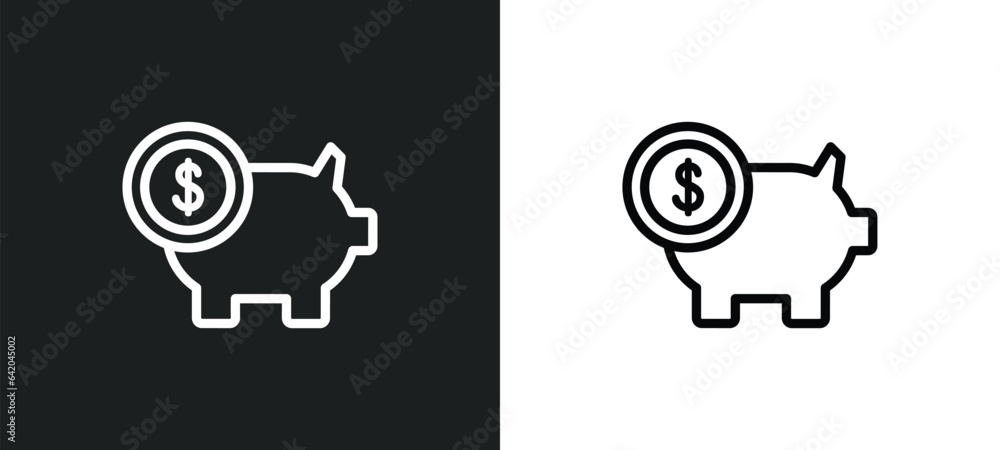 Poster moneybox icon isolated in white and black colors. moneybox outline vector icon from e commerce and p