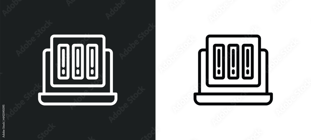 Poster online library icon isolated in white and black colors. online library outline vector icon from e le