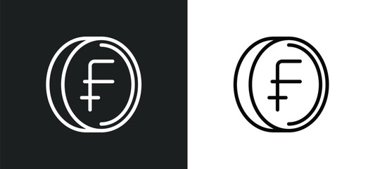 swiss franc icon isolated in white and black colors. swiss franc outline vector icon from e commerce and payment collection for web, mobile apps and ui.