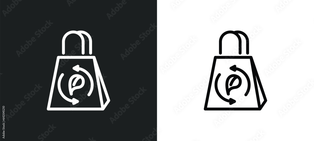 Poster ecologic bag icon isolated in white and black colors. ecologic bag outline vector icon from ecology 