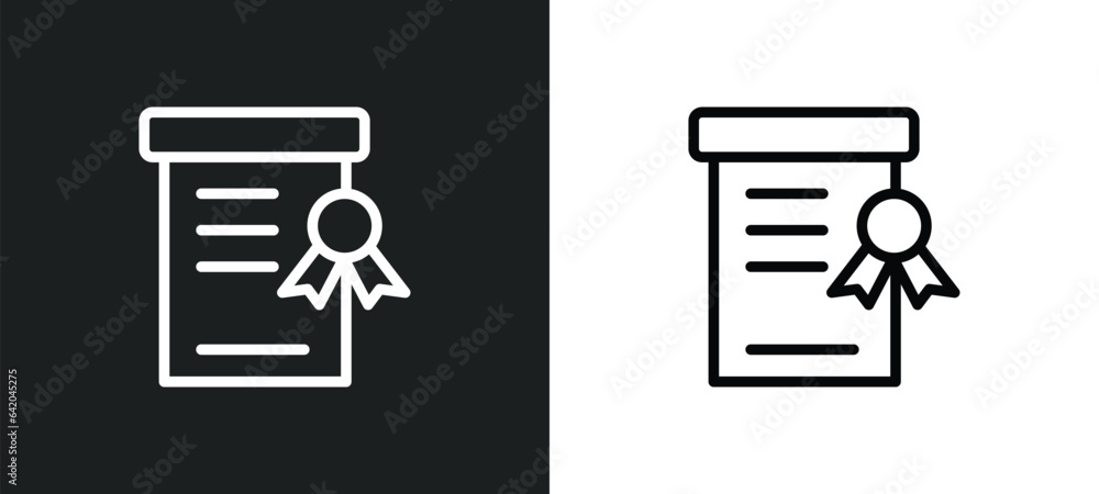 Aufkleber diploma with seal icon isolated in white and black colors. diploma with seal outline vector icon fro