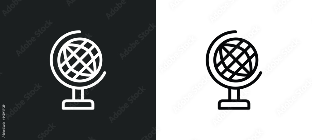 Poster classroom globe icon isolated in white and black colors. classroom globe outline vector icon from ed
