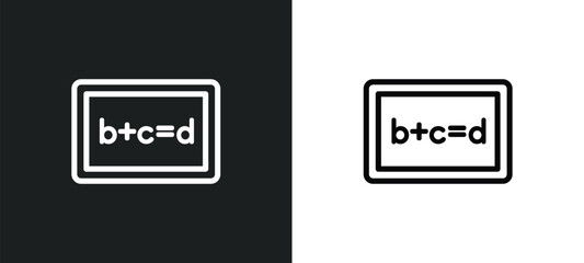 equation icon isolated in white and black colors. equation outline vector icon from education collection for web, mobile apps and ui.