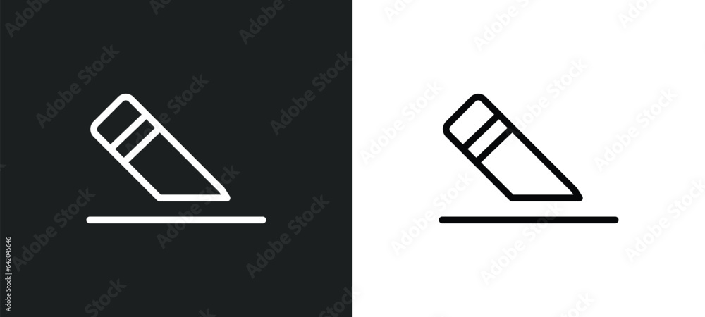 Poster eraser icon isolated in white and black colors. eraser outline vector icon from education collection
