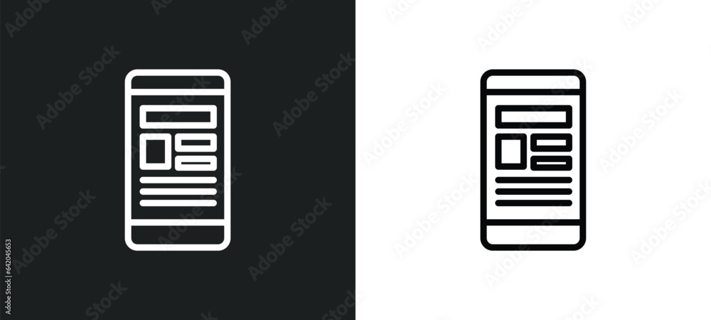 Poster smartphone app icon isolated in white and black colors. smartphone app outline vector icon from educ