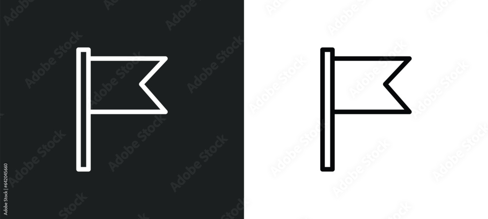 Poster flag point icon isolated in white and black colors. flag point outline vector icon from education co
