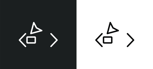 window scrolling left icon isolated in white and black colors. window scrolling left outline vector icon from education collection for web, mobile apps and ui.