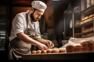 Abwaschbare Fototapete Bäckerei employee working in the bakery