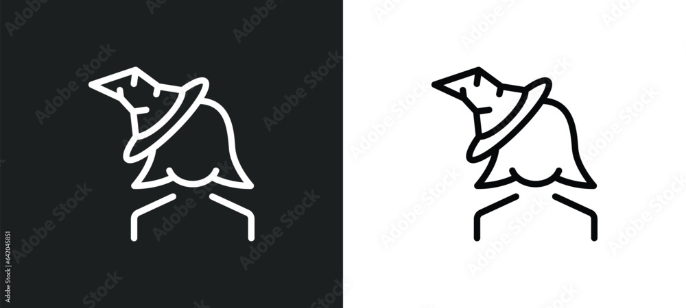Poster magic assistant icon isolated in white and black colors. magic assistant outline vector icon from ma