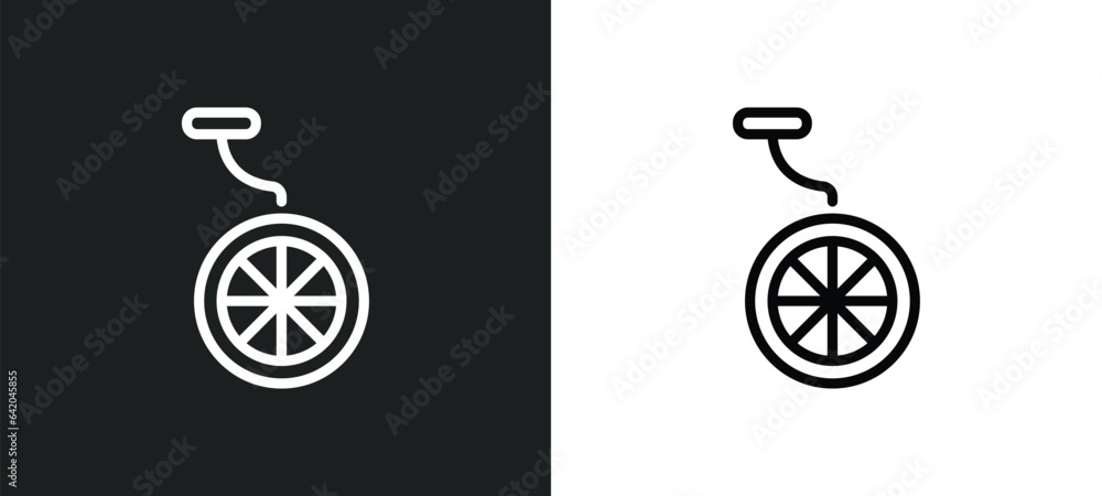 Poster unicycle icon isolated in white and black colors. unicycle outline vector icon from magic collection