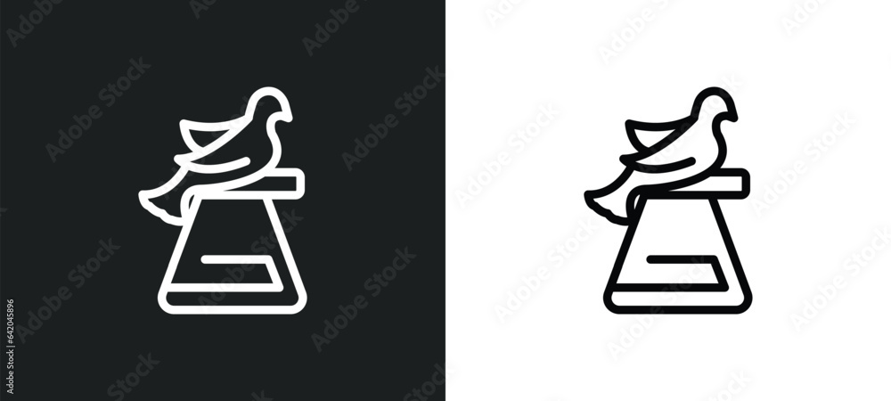Poster pigeon icon isolated in white and black colors. pigeon outline vector icon from magic collection for