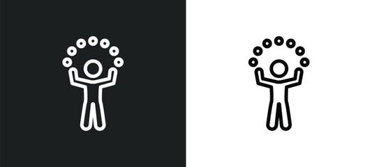 juggler icon isolated in white and black colors. juggler outline vector icon from magic collection for web, mobile apps and ui.