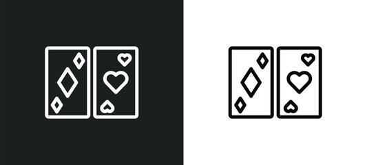 playing cards icon isolated in white and black colors. playing cards outline vector icon from magic collection for web, mobile apps and ui.