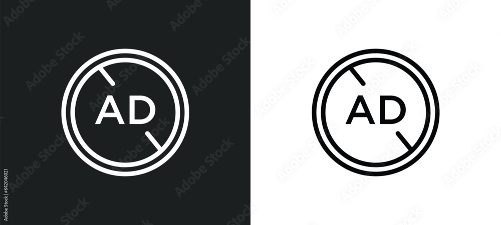 Aufkleber ad blocker icon isolated in white and black colors. ad blocker outline vector icon from marketing co