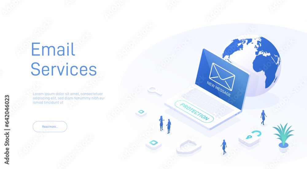 Aufkleber email service concept. electronic mail message as business marketing. newsletter sending mobile serv