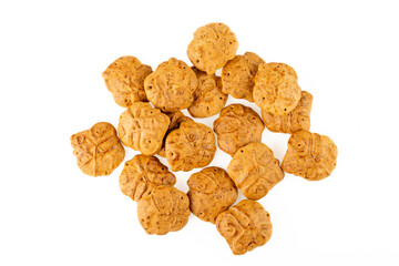 Taai taai is a Dutch delicacy that is often eaten around the time of Sinterklaas. It is made from speculoos, but is softer than traditional speculoos. The literal translation is chewy chewy.