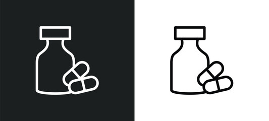 pills jar icon isolated in white and black colors. pills jar outline vector icon from medical collection for web, mobile apps and ui.