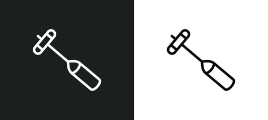 medical hammer tool icon isolated in white and black colors. medical hammer tool outline vector icon from medical collection for web, mobile apps and ui.