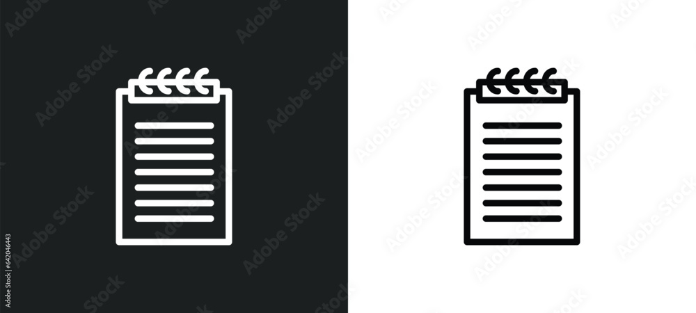 Poster notepad icon isolated in white and black colors. notepad outline vector icon from medical collection