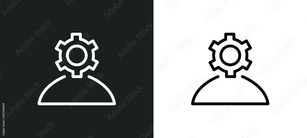 Poster thinking solutions icon isolated in white and black colors. thinking solutions outline vector icon f
