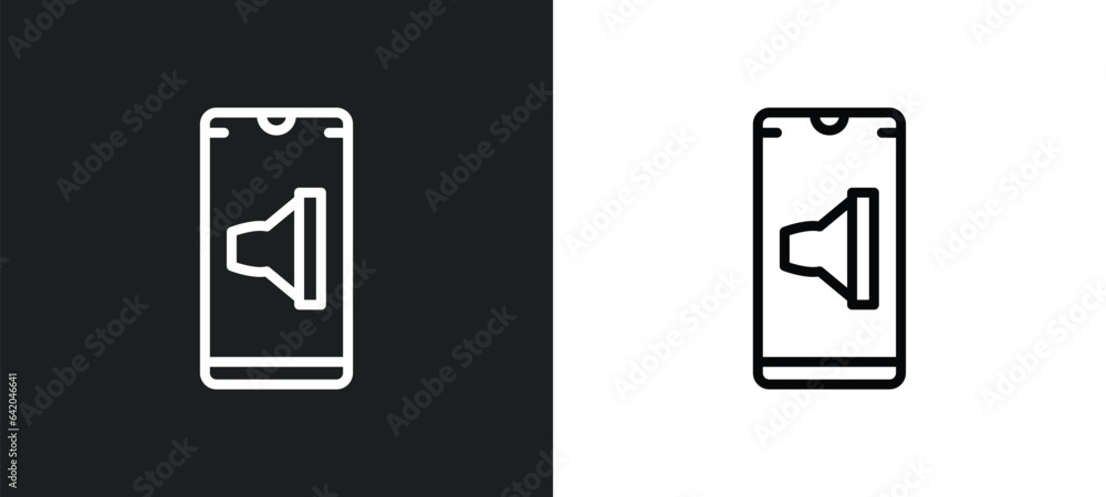 Poster audio icon isolated in white and black colors. audio outline vector icon from mobile app collection 