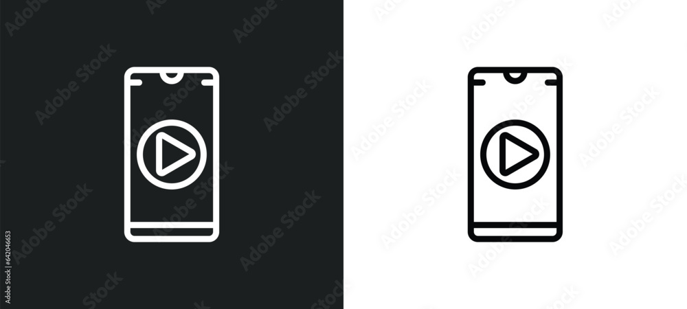 Poster media player icon isolated in white and black colors. media player outline vector icon from mobile a