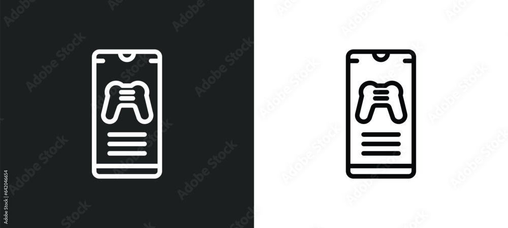 Poster videogame icon isolated in white and black colors. videogame outline vector icon from mobile app col