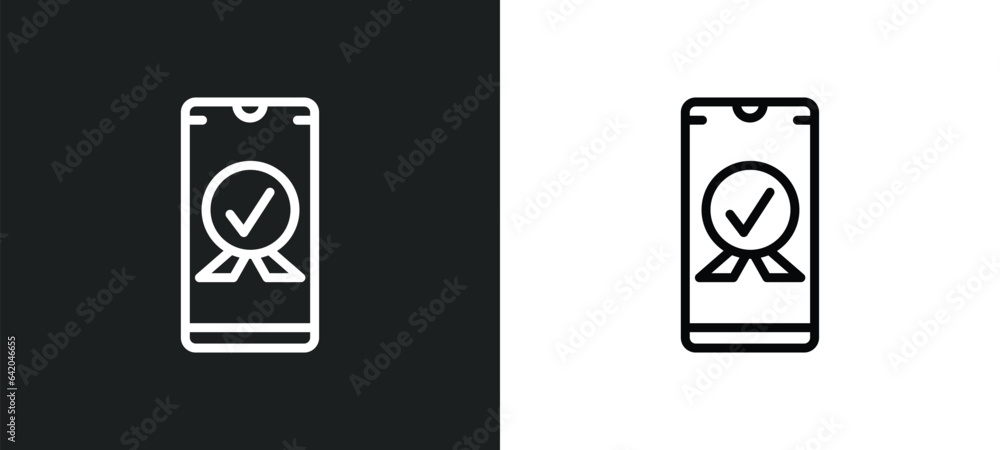 Aufkleber accepted icon isolated in white and black colors. accepted outline vector icon from mobile app colle