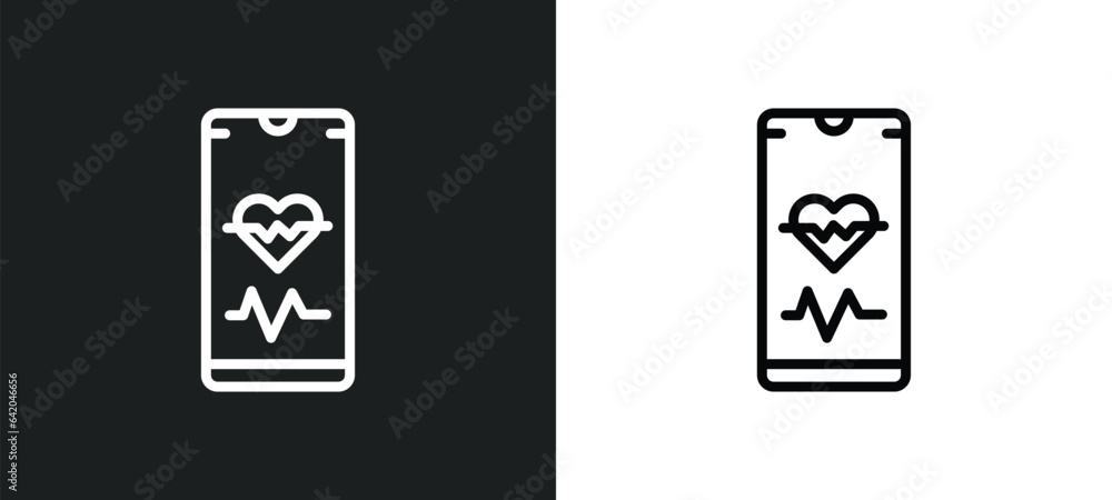 Poster health icon isolated in white and black colors. health outline vector icon from mobile app collectio