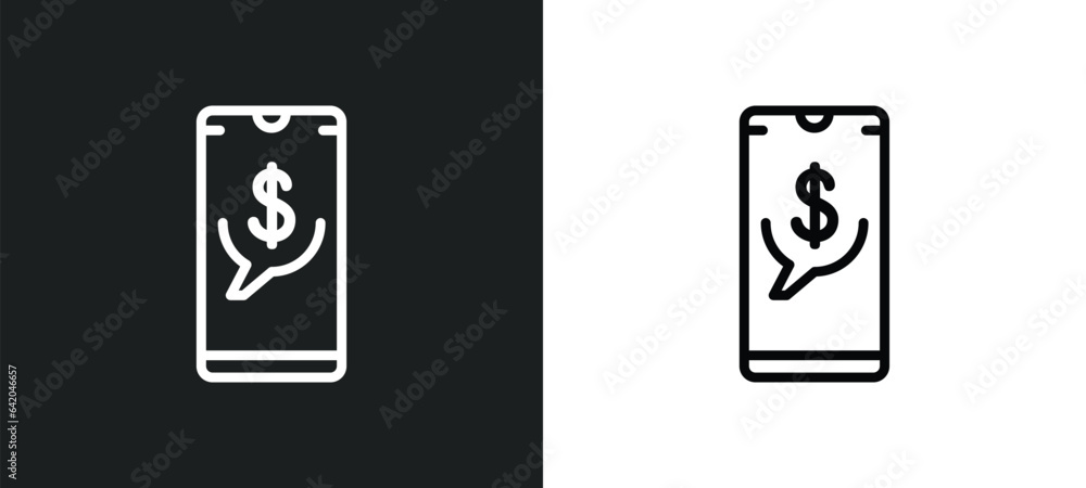 Poster mobile banking icon isolated in white and black colors. mobile banking outline vector icon from mobi