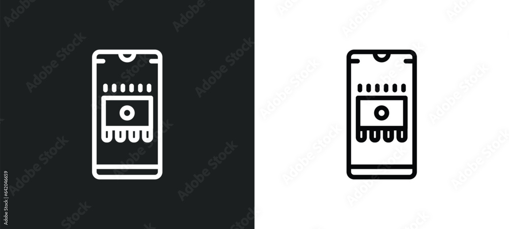 Poster rom icon isolated in white and black colors. rom outline vector icon from mobile app collection for 