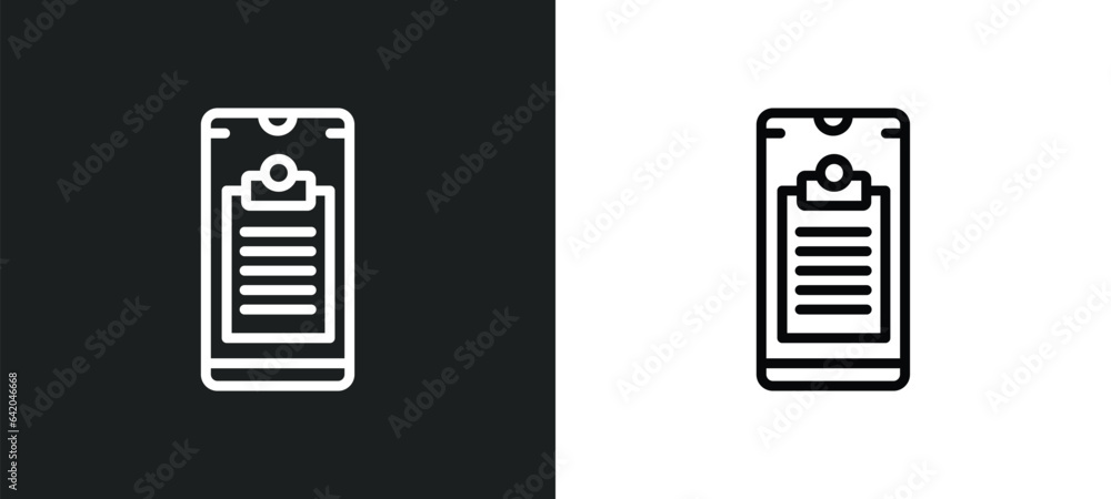 Poster description icon isolated in white and black colors. description outline vector icon from mobile app