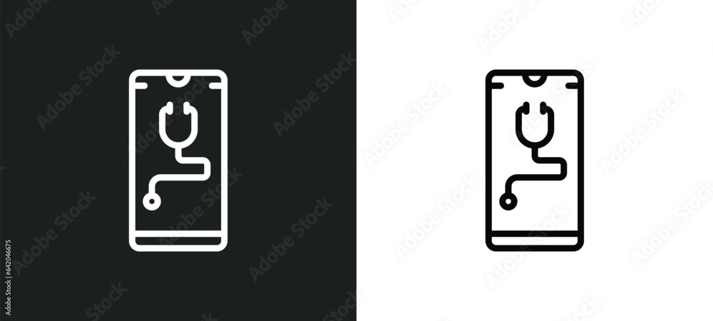 Poster medical app icon isolated in white and black colors. medical app outline vector icon from mobile app
