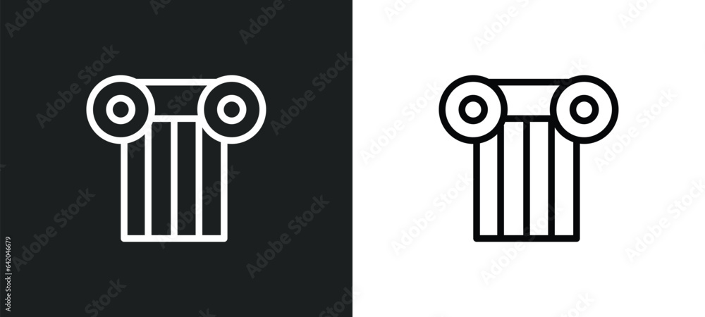 Poster greek column icon isolated in white and black colors. greek column outline vector icon from monument