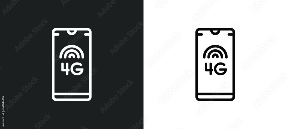 Poster 4g icon isolated in white and black colors. 4g outline vector icon from mobile app collection for we