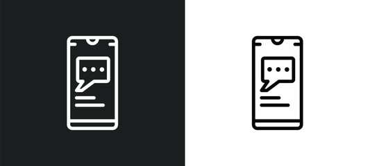 texting icon isolated in white and black colors. texting outline vector icon from mobile app collection for web, mobile apps and ui.