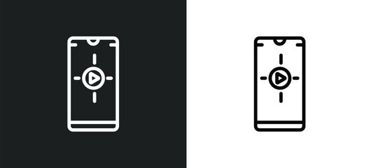 music and multimedia icon isolated in white and black colors. music and multimedia outline vector icon from mobile app collection for web, mobile apps ui.