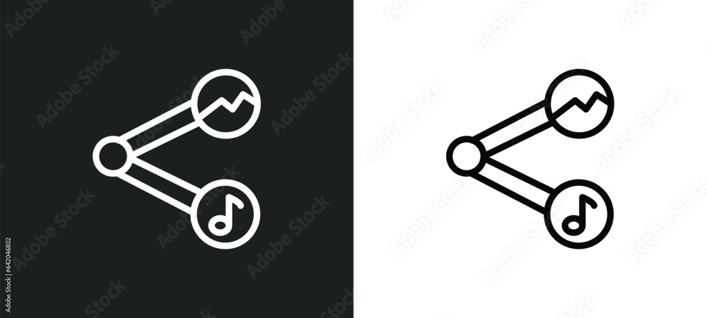 Poster share content icon isolated in white and black colors. share content outline vector icon from multim