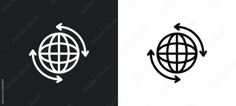 Poster world wide icon isolated in white and black colors. world wide outline vector icon from multimedia c