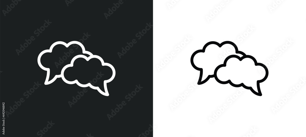 Poster communication speech bubbles icon isolated in white and black colors. communication speech bubbles o