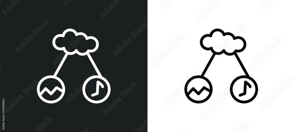 Poster data sharing icon isolated in white and black colors. data sharing outline vector icon from multimed