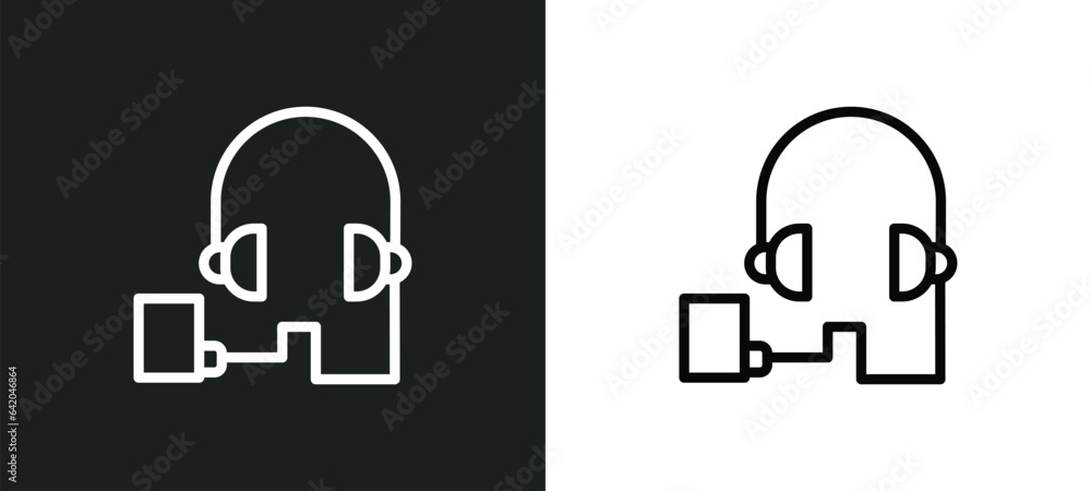 Poster audio guide icon isolated in white and black colors. audio guide outline vector icon from museum col